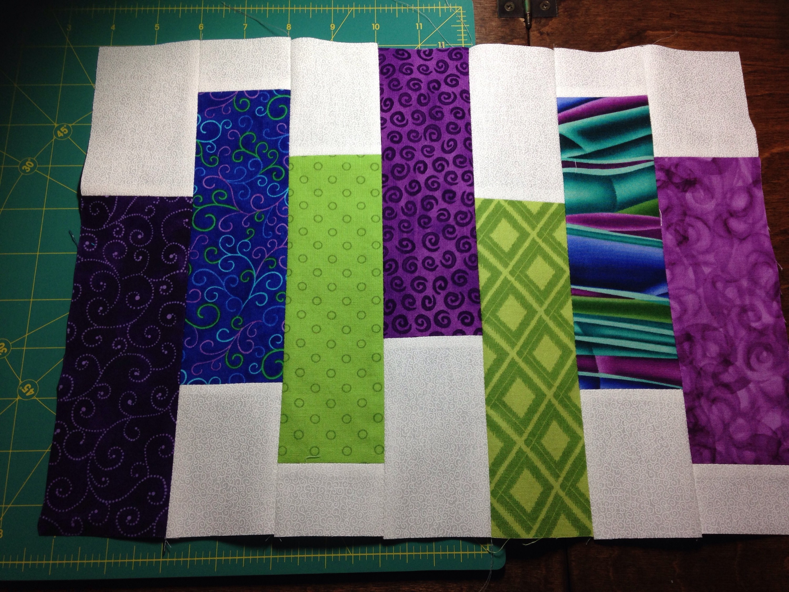 first purple green block