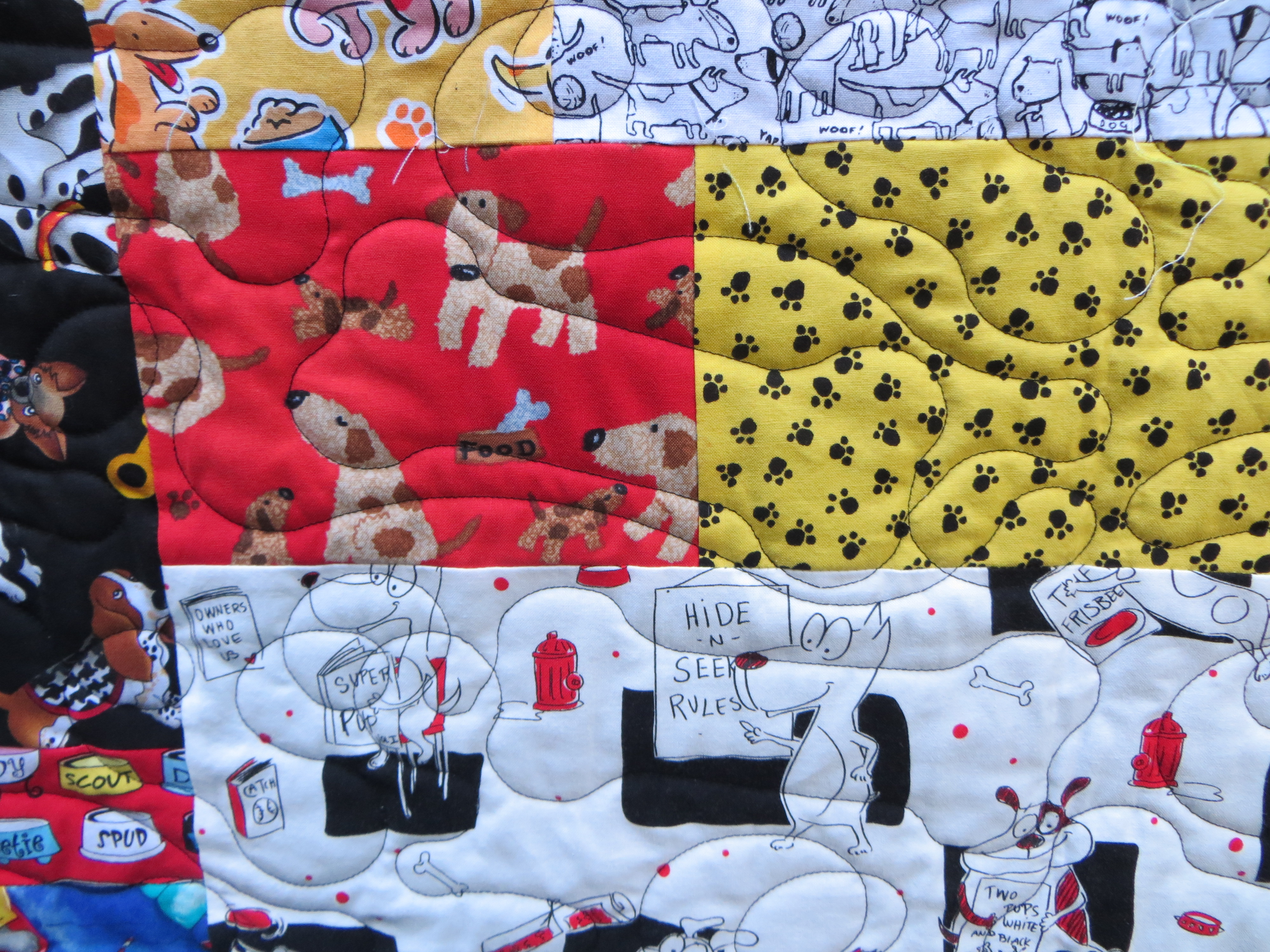 close up quilting back